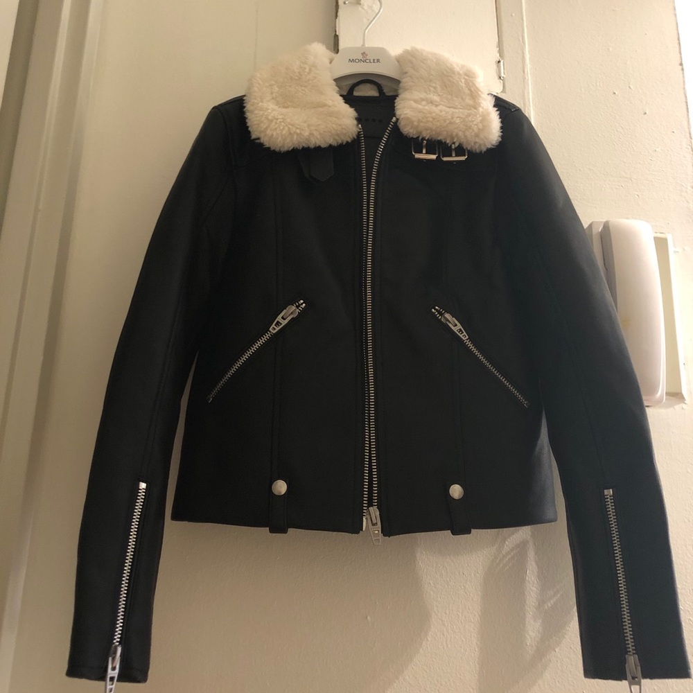 New BlankNYC Black Vegan Leather Shearling Jacket